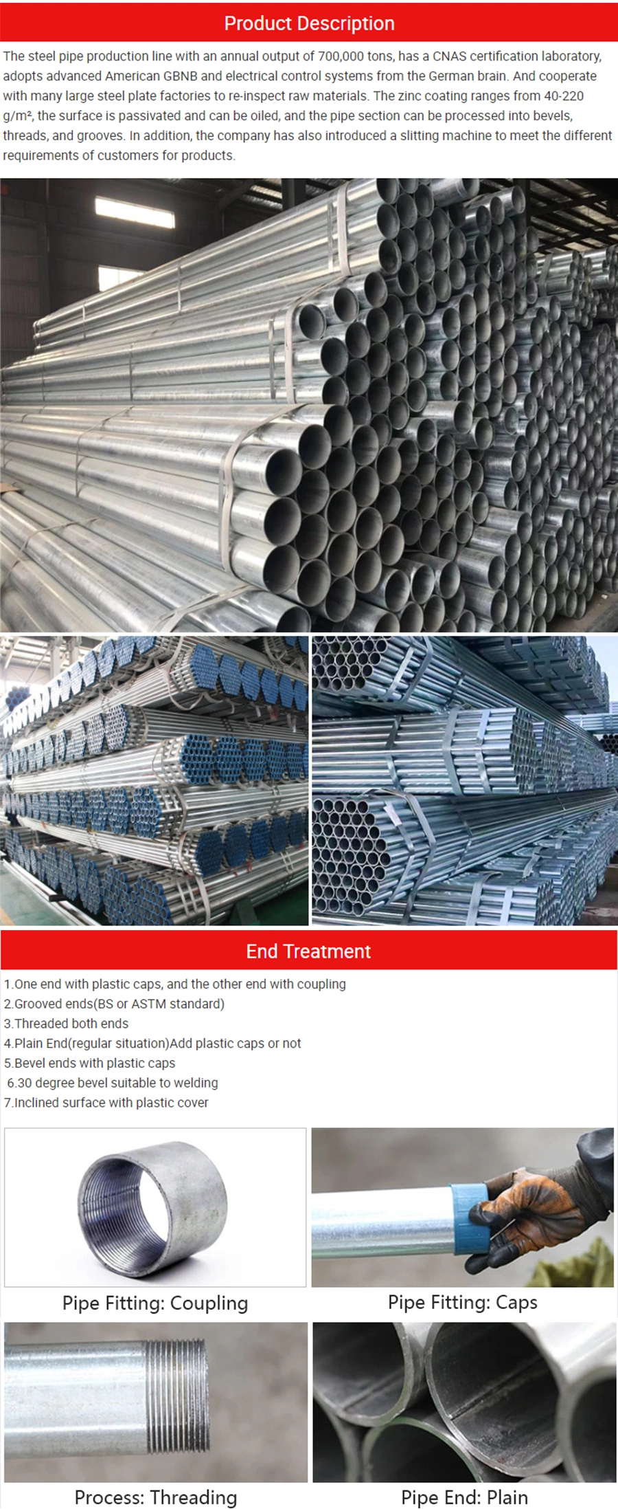 High Quality Q235 Q345 4inch Hot DIP Galvanized Round Steel Pipe Gi Pipe Pre Galvanized Steel Tube